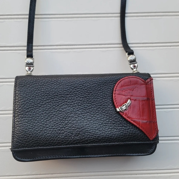 Brighton CUPID Black Leather Red Heart Bag Cross Body Purse Handbag Wallet - Picture 14 of 14